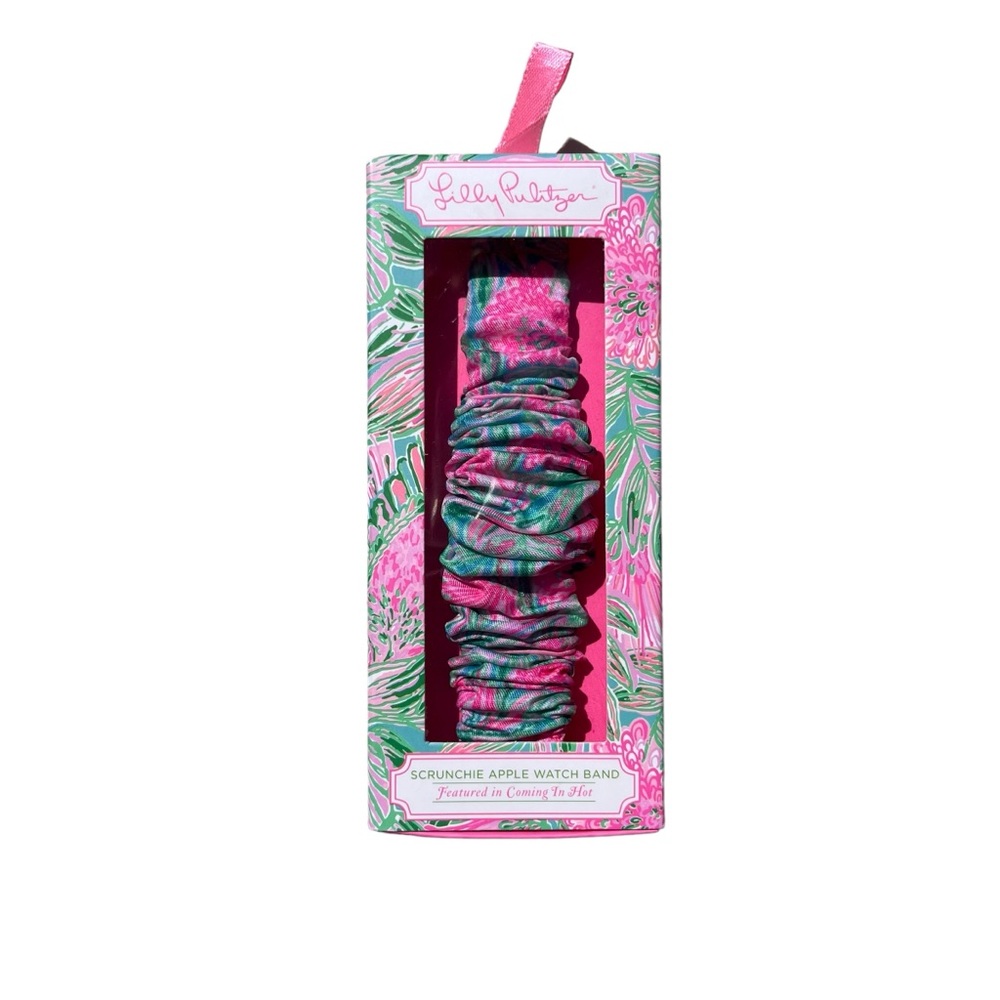 Lilly Pulitzer Scrunchie Apple Watch Band Fits 38 40mm Coming In Hot, Pink Green